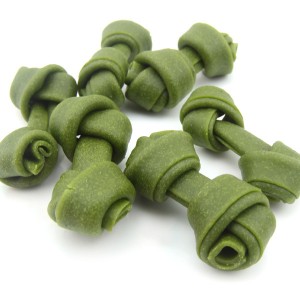 LSDC-16 2.5′ Spinach Cheese Knot Rawhide Dog Chews