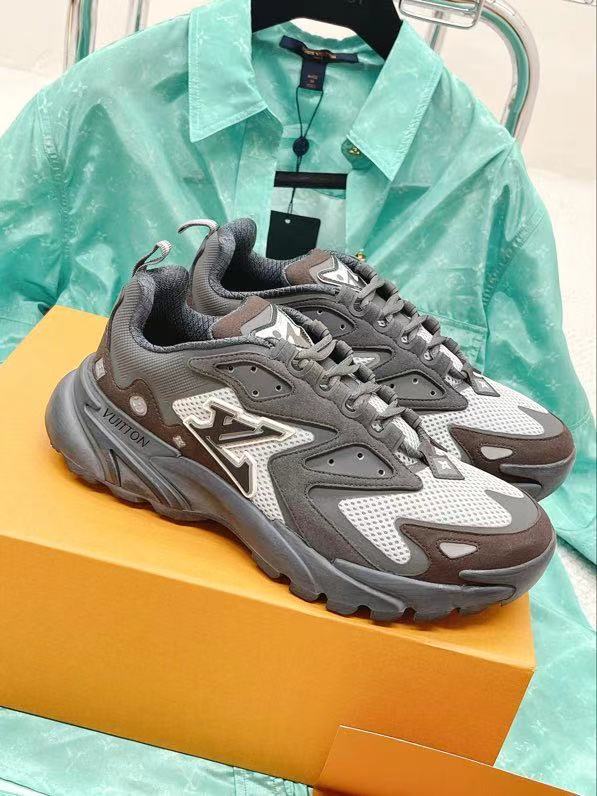 LOUIS VUITTON RUNNER TATIC SNEAKERS IN GREY AND GREEN