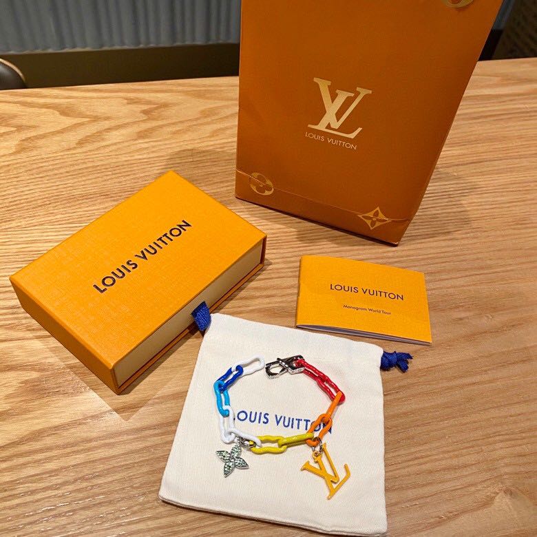 LV Louis Vuitton Louis Vuitton Limited Edition Rainbow Түстүү Браслет Couples Hands