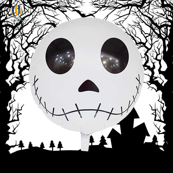 Balão de alumínio para decoração de festa de esqueleto redondo de Halloween de 18 pol.
