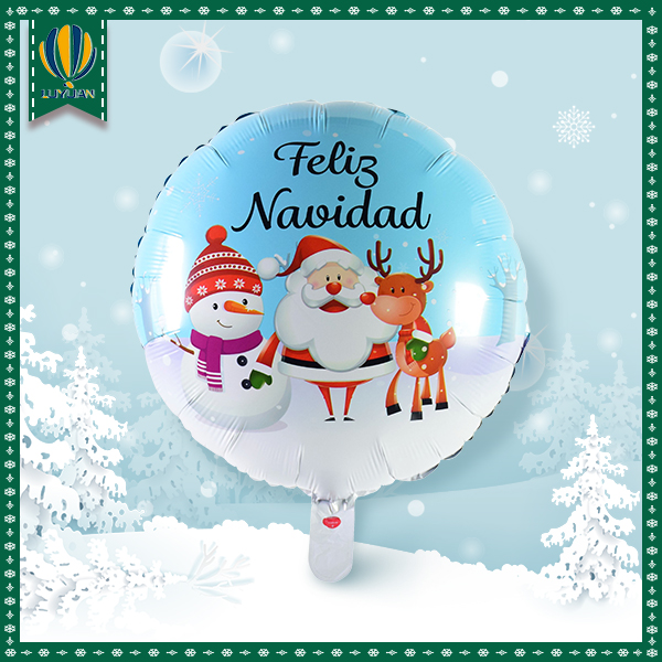 18 ″ Balonê pelika berfê ya sersalê ya Spanî Feliz Navidad bi şeklê dor