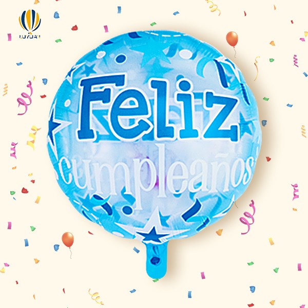 YY-F0572 18″ Runde Form Feliz Cumpleaños Transparenter Folienballon