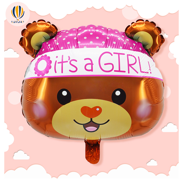 YY-N0036 18 "Super Shape Baby Girl With Cartoon Bear Foil Ballon