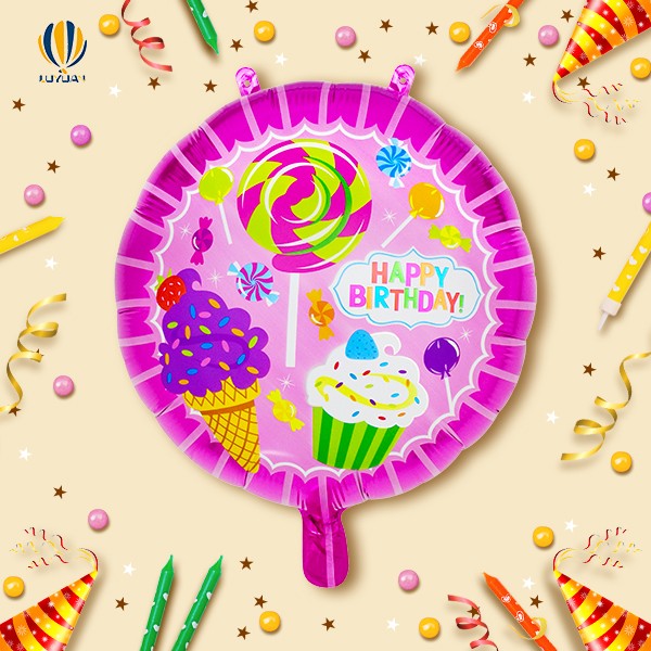 YY-F0115 18-calowy okrągły kształt Wszystkiego najlepszego z okazji urodzin Candy And Cake
