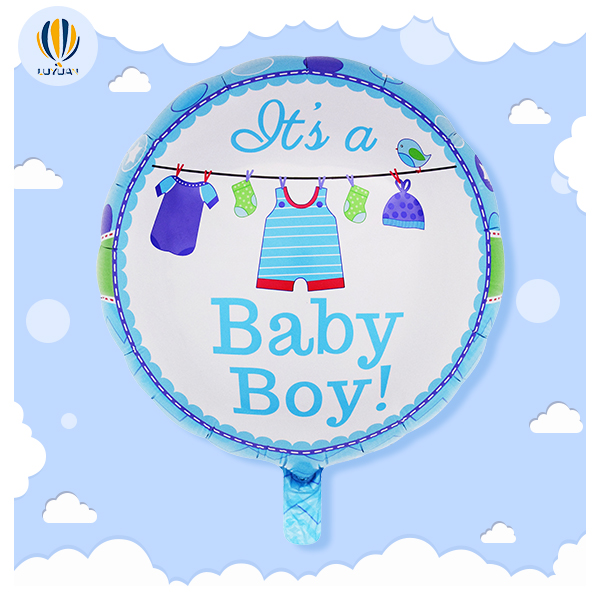 YY-F0403 18"Round Shape Baby Boy With Baby Clothes Foil Balloon
