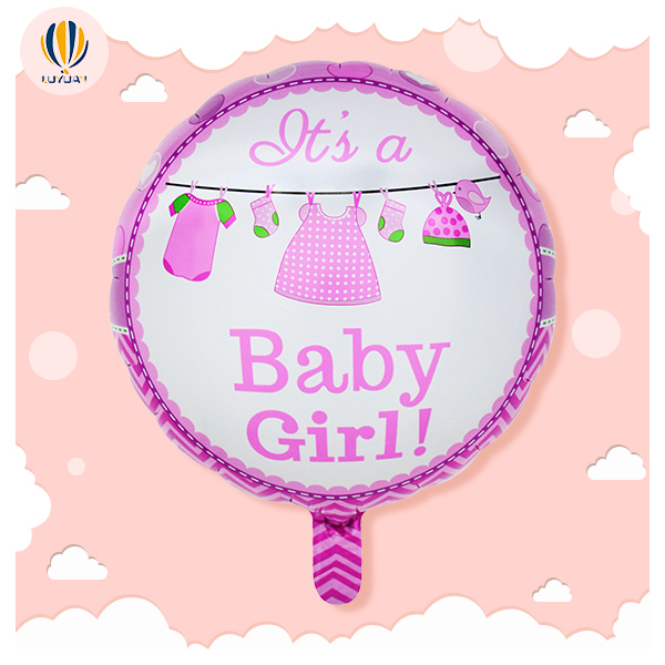 YY-F0404 18" forma redonda bebê menina com roupas de bebê 0 balão de folha