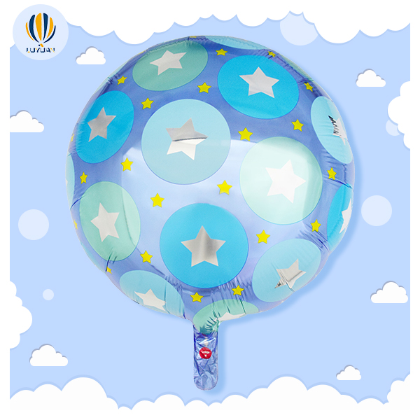 YY-F0417 18”Round Shape Baby Boy With Blue Star Foil Balloon