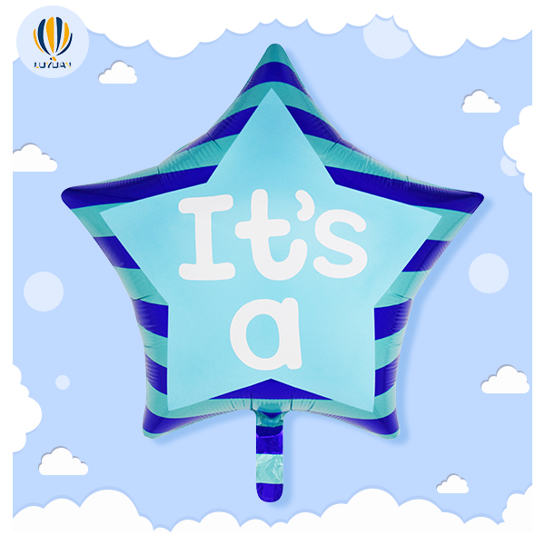 YY-F0418 22”Star Shape Baby Boy With Star Stripe Foil Balloon