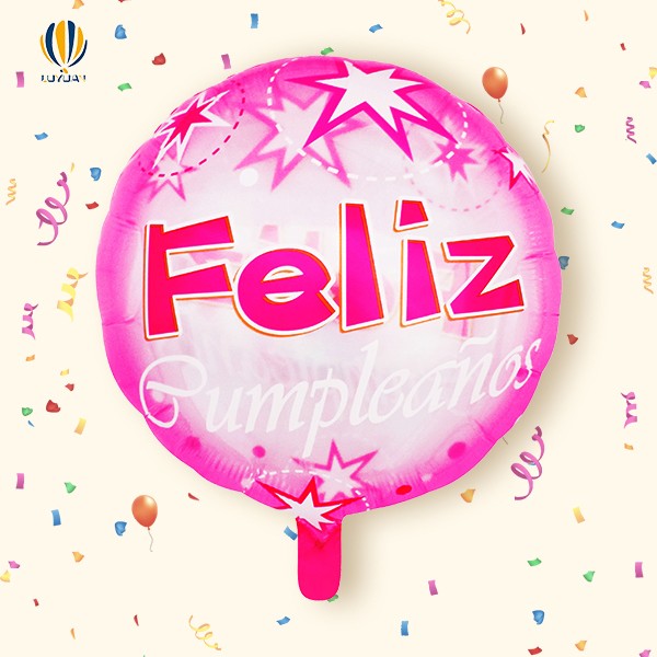Balonë me fletë transparente 18″ në formë të rrumbullakët Feliz Cumpleaños