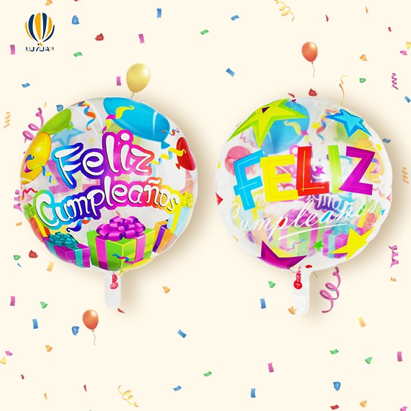 ကြယ်ပွင့်ဖောက်ထားသော Foil Balloon ပါရှိသော 18" Feliz Cumpleaños အဝိုင်း