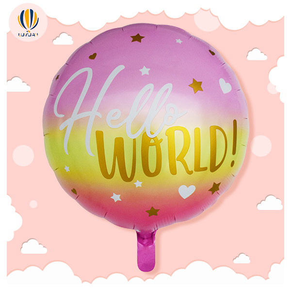 YY-F0583 18-calowa dziewczynka w kształcie gwiazdy z balonem foliowym Hello World