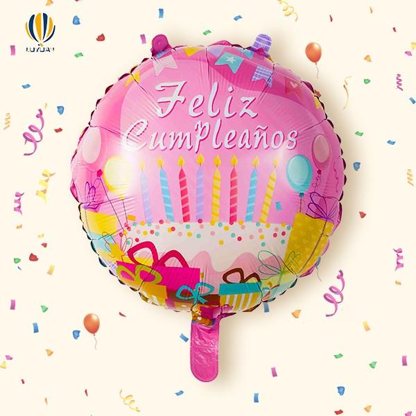 18″ Round Shape Feliz Cumpleaños Para sa Party Foil Balloon