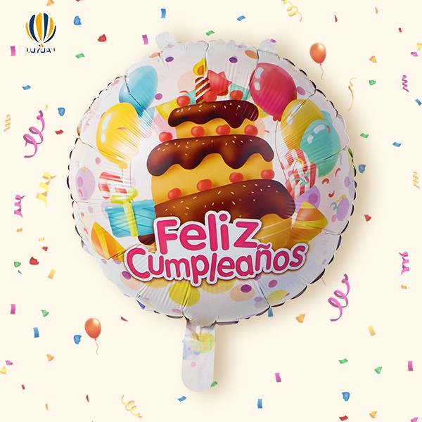 18-дюймовый воздушный шар из фольги круглой формы Feliz Cumpleaños Cake
