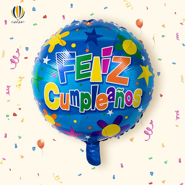 Balonë me petë me lule dielli 18″ në formë të rrumbullakët Feliz Cumpleaños