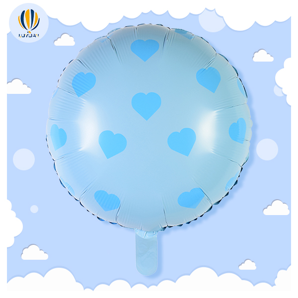 YY-F0861 18 collu apaļas formas mazulis ar zilu sirds folijas balonu