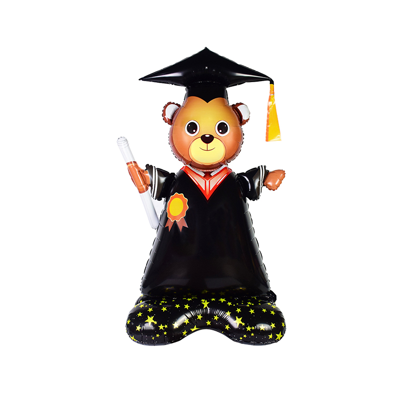 Dokta Bear na Graduation Graduation Cartoon Ado na Jam'iyya a tsaye airlooz foil balloon