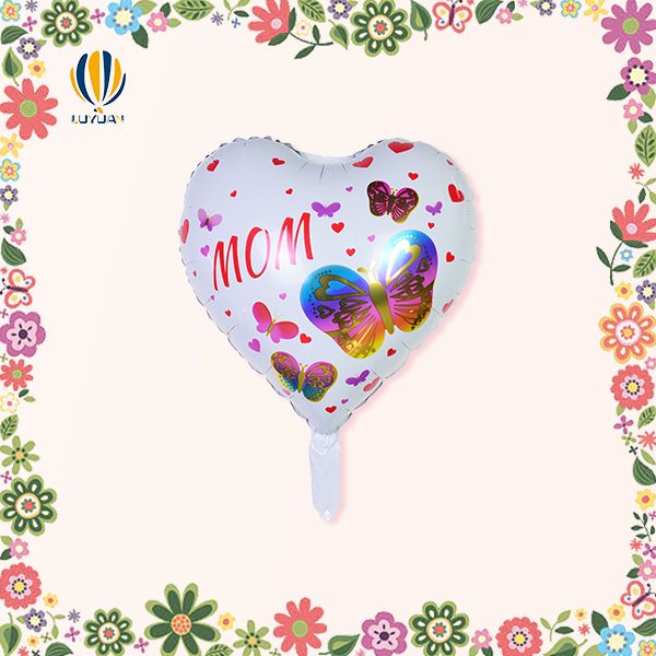 YY-F0892 18″forma de inimă Inimă colorată și Mamă fluture