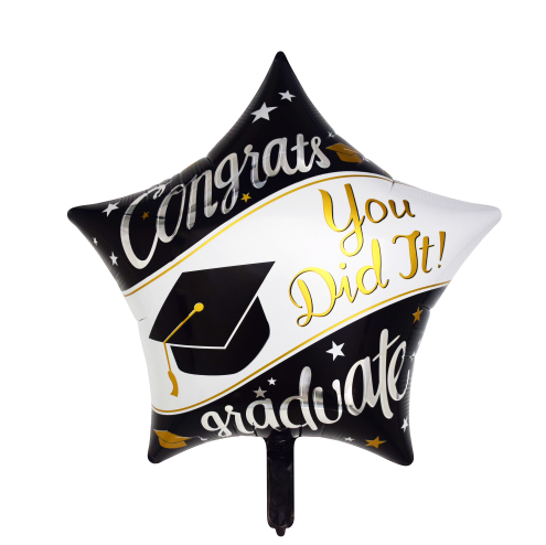 YY-F0414 Graduación en forma de estrella de 22” con globo de aluminio con sombrero de doctor