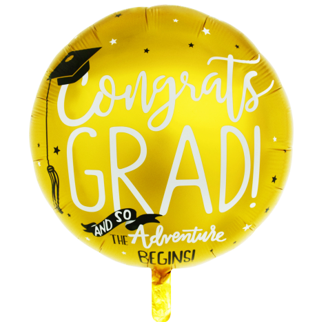 YY-F0410 22" Round Shape Golden Graduation With Star Foil Balloon