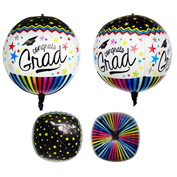 YY-F0431 22" 4D Shape Graduation Med Rainbow Star Folieballong
