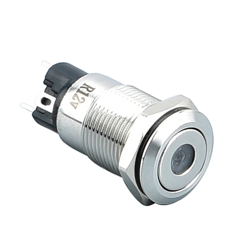 Interruptor de botón pulsador de metal de cabeza plana momentánea LVBO 12mm LED 3v 6v 12v 24v 220v
