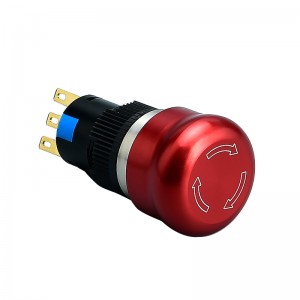 Interruptor de emerxencia de botón de seta de parada de emerxencia de bloqueo metálico impermeable de 16 mm 1NO1NC/2NONC