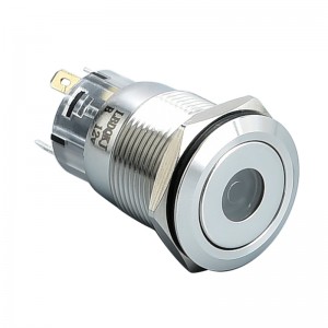 19mm ලෝහ ජල ආරක්ෂිත 5 පින් ON-OFF තල්ලු බොත්තම් ස්විචය LED ​​Ring/power/dome ස්විචය