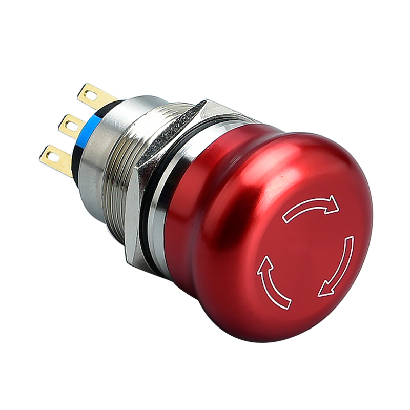 22mm mała główka zatrzymania awaryjnego przełącznik wciskany czerwony grzyb 1NO1NC sprzęt metalowy podnośnik winda zatrzask