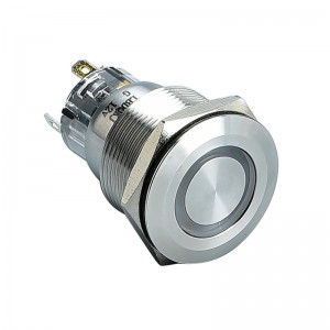 22 mm vysoká jasná smerová LED plochá/vysoká hlava vodotesná IP67 1NO1NC 304 z nehrdzavejúcej ocele kovový tlačidlový spínač