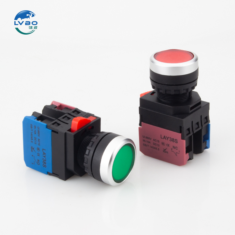 modular systems push button switch red blue yellow green white Flat round Plastic head