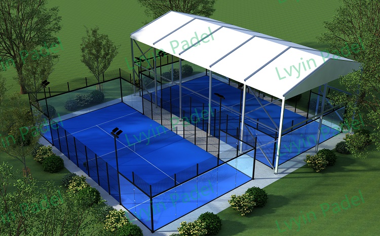 រោងចក្រ Padel Tennis Court Paddle Court ដែលមានជំនាញវិជ្ជាជីវៈដែលអាចប្ដូរតាមបំណងបានជាមួយនឹងរូបភាពពិសេសរបស់តង់