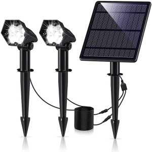 China Wholesale Solar Powered Yard Light Manufacturers –  Solar one driven two spotlight lawn projector – Lixin