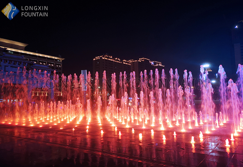 Spectacle de fontaine musicale sèche de la place Baoji Xuanyuan
