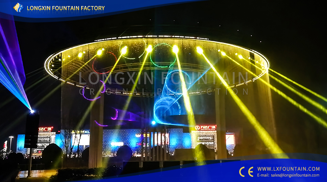 Jintang 3D Water Screen Scenfontän med ljusshow
