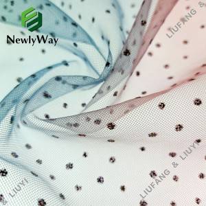 100% nylon in cầu vồng và vải ren lưới tulle lấp lánh cho váy