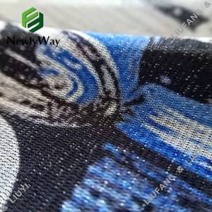 100% polyester U-vormige bedrukte tule mesh kant stof voor kleding