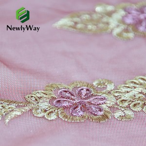 የብረታ ብረት ክር Tulle Lace Embroidery Mesh Lace Fabric