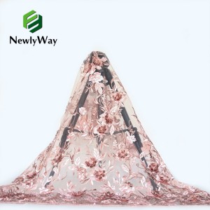 High Quality French Beaded Applique Tulle Lace Embroidery Mesh Fabric For Party dresses