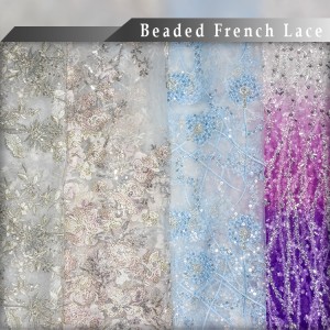 Custom Embroidery bridal crystal sequins heavy Beaded Mesh Lace Fabric