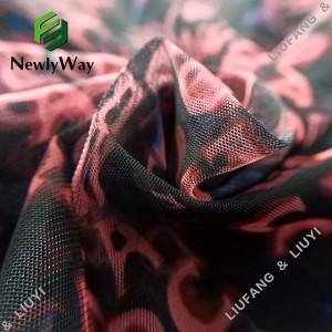 Abecedně vzorovaná tylová polyesterová síťovaná krajková tkanina na sukně