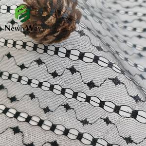 Tessutu elasticu in maglia di maglia di nylon spandex Black wave Stars per i rivestimenti di vestiti