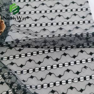 Black wave Stars najlonska spandex pletena mrežasta rastezljiva tkanina za rubove odjeće