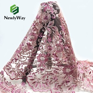 China Factory Tulle Mesh Lace Embroidery Fabric yopanga madiresi
