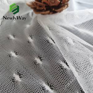 Tuam Tshoj tsum nylon jacquard warp knitted mesh netting tulle rau bridal lace