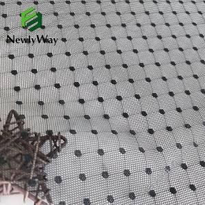 Еластична шара од точка до точка, црн спандекс најлонска мрежа плетена ткаенина за долна облека
