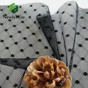 Elastic dot-to-dot pattern black spandex nylon mesh knit fabric para sa lingerie
