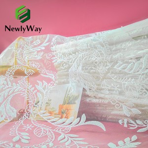 High Quality Elegant Dawb Xim Polyester Tulle Mesh Fabrics Nrog Glitter rau Hnav
