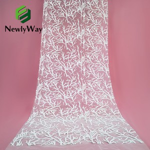 Hege kwaliteit en goedkeap 100% polyester elegante 3D multicolor pailletten borduerde glitter kant Tulle stof trouwjurken