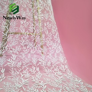 Kub Muag Dawb Fabkis Glitter Sequin Tulle Embroidered Npuag Rau Kab tshoob Bridal Dress