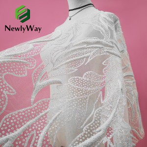 Kina Shaoxing Tekstil spesialiserer seg på elegante fargerike paljetter Glitter Sparkle Brodert blonder Tyll stoff til brudekjoler